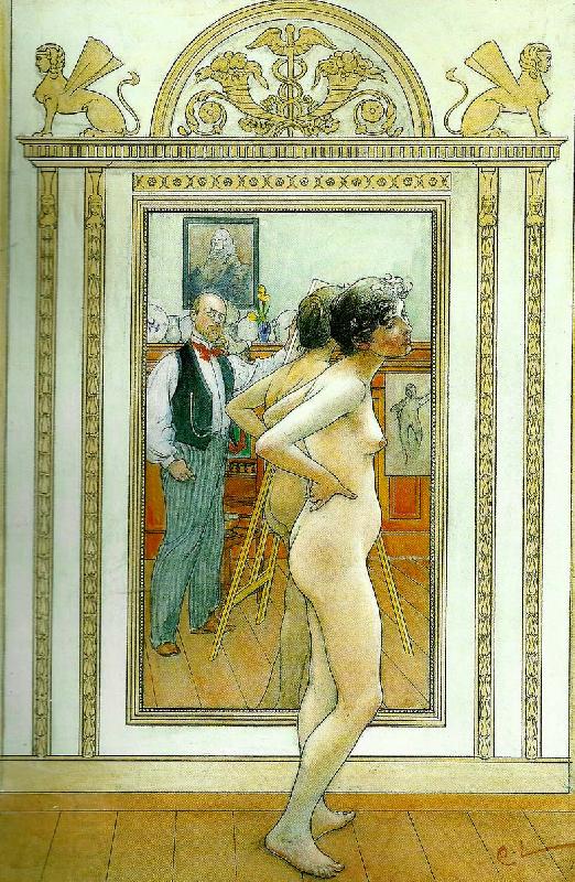 Carl Larsson framfor spegeln oil painting picture